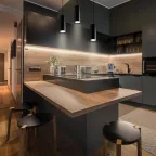 Светильник светодиодный ДСО-15w 4000К 1350Лм IP40 на подвесе черный