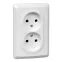ЭТЮД Розетка двойная скрытой установки без заземления без шторок 16А 250B, белый