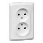 ЭТЮД Розетка двойная скрытой установки без заземления без шторок 16А 250B, белый