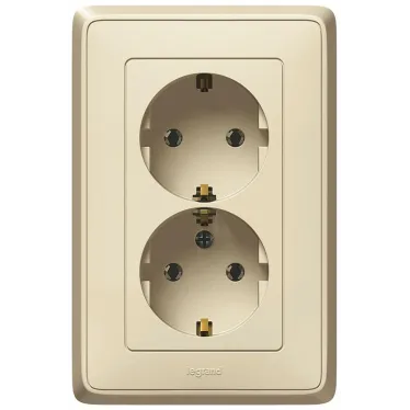 CARIVA Розетка двойная с заземлением бежевая