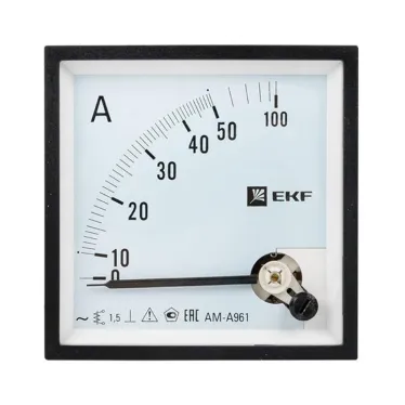 Амперметр AM-A961 аналоговый на панель 96х96 (квадратный вырез) 50А прямое подключение PROxima