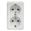 Рим Розетка двойная 16А с заземлением белая