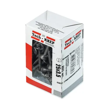 Саморез гипсокартон/металл 3,5х25 черный (200шт) - коробка