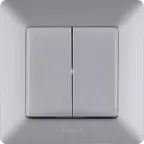 Valena LIFE Выключатель двухклавишный 10А 250В с лицевой панелью Безвинтовые зажимы Алюминий