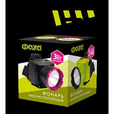 Фонарь аккумуляторный AccuFH7-L3W-gn (зел.)