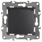 Розетка 2P+E Schuko со шторками с крышкой, 16A-250В, Эра12, антрацит, 12-2103-05