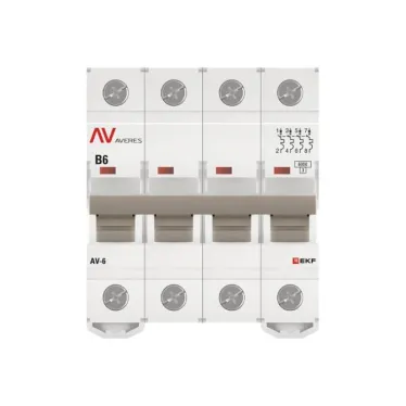 Выключатель автоматический AV-6 4P 6A (B) 6kA AVERES