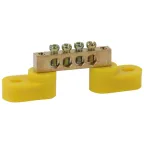 Шина PE земля на двух угловых изоляторах ШНИ-6х9-4-У2-Желты