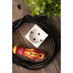 Розетка 45х45 (2 модуля), с заземлением, белая, пря мая