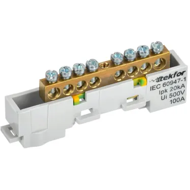 TEKFOR Шина PE земля неизолированная на универсальном держателе 6х9-8-Ж IEK