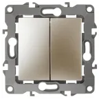 Переключатель двойной, 10АХ-250В, Эра12, шампань,12-1106-04