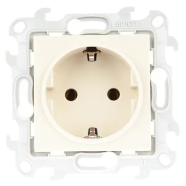 Розетка 2К+З Schuko без штор, слоновая кость