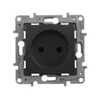 ETIKA Розетка без заземления со шторками антрацит винтовые зажимы