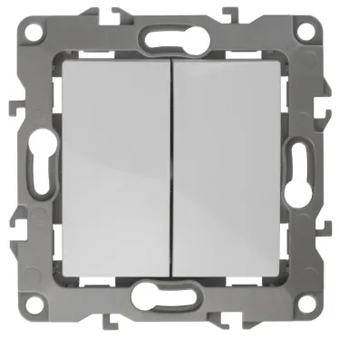 Выключатель двойной, 10АХ-250В, Эра12, белый,12-1104-01