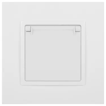 Розетка 2P+E Schuko со шторками с крышкой, 16А-250В, Эра Elegance, белый, 14-2103-01