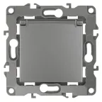 Розетка 2P+E Schuko со шторками с крышкой, 16A-250В, Эра12, графит, 12-2103-12