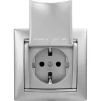 VALENA Розетка с заземлением без шторок с крышкой алюминий