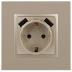 Розетка 2P+E 16A-250В, штор. с 2xUSB 5В-3А, Эра Elegance, шампань 14-4109-04