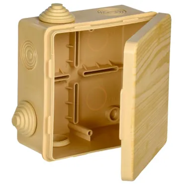 Коробка распределительная КМ 100х100х50мм для наружного монтажа с откидной крышкой IP54 8 вв. сосна