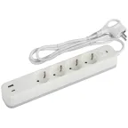 Сетевой фильтр USF-4es-1,5m-2xUSBAC-W с базовой защитой с заземлением с выключателем 4 розетки+2xUSBA+C2,4A 1,5м 10А