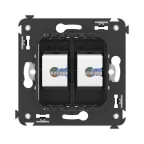 Avanti Компьютерная розетка RJ-45 без шторки в стену кат.5е двойная Черный матовый