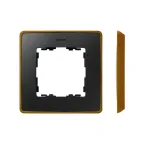 Рамка на 1 пост цвета графит с металлическим основанием цвета латунь S82 Detail