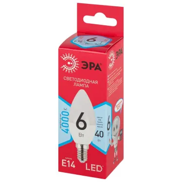 Лампа светодиодная RED LINE LED B35-6W-840-E14 R E14 / Е14 6 Вт свеча нейтральный белый свет