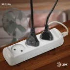 Удлинитель электрический без заземления 3 розетки 3м ШВВП 2x0,75мм2 6А UX-3-3m ЭРА
