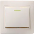 КВАРТА Выключатель одноклавишный скрытый бежевый с индикацией в сборе