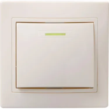 КВАРТА Выключатель одноклавишный скрытый бежевый с индикацией в сборе