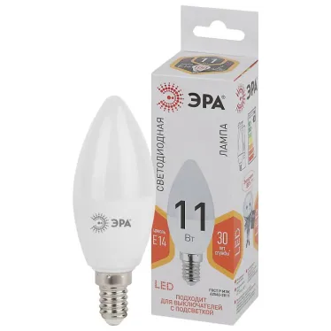 Лампа светодиодная Е14 11Вт свеча теплый белый свет STD LED B35-11W-827-E14 E14 / ЭРА