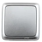 Выключатель одноклавишный наружный с изоляционной пластиной серебро 16А