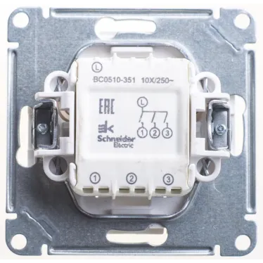 W59 Выключатель трехклавишный, 10АХ, механизм, белый