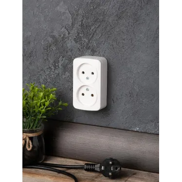 Розетка Минск 2-местная ОП 10А без заземления белая