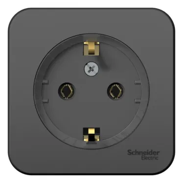 Розетка BLANCA наружная, с заземлением, без шторок, (тонкая), с изолирующей пластиной 16А, 250В, антрацит