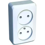 ЭТЮД Розетка двойная наружная без заземления без шторок белая