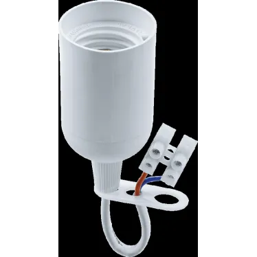 Патрон подвесной Е27 с проводом и клемной колодкой пластик белый