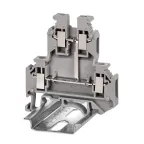 Клемма двухуровневая, винтовой зажим, 4 точки подключения, 4 кв.мм, серая