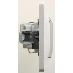 GLOSSA Розетка с заземлением со шторками с крышкой IP20 перламутр в сборе