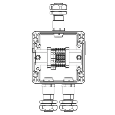 Взрывозащищенная клеммная коробка из алюминия TBE-A-12-(2xCBC.2-2xCBC.2(i)-2xTEO.2)-2xKAEPM2MHK-20(A)-1xKAEPM2MHK-20(C)1Ex e IIC Т5 Gb / Ex tb IIIC T95°C Db IP66