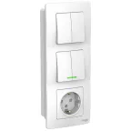 BLANCA скрытой установки блок: розет з/к шт 16А, 250В+выкл 2кл.с подсв+выкл 2кл.белый