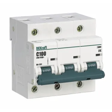 Выключатель автоматический трехполюсный 100А D ВА-201 10кА