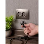 Валенсия лицевая панель розетка 2-местной б/з 10А графит с защ. штор.