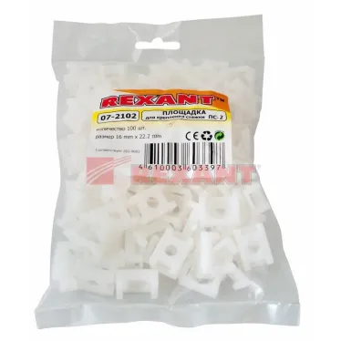 Площадка для крепления стяжки (ПС-2) 22x16 мм, белая, 100 шт,