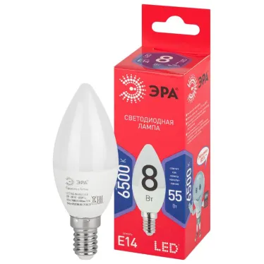 Лампа светодиодная LED B35-8W-865-E14 R (диод, свеча, 8Вт, хол, E14) (10/100/3500)