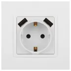 Розетка 2P+E 16A-250В, штор. с 2xUSB 5В-3А, Эра Elegance, белый 14-4109-01