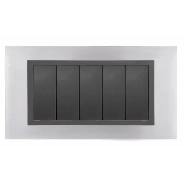 Рамка с суппортом на 5 узких модулей, S82C, нерж. сталь - графит (металл.им)