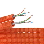 Электротруба ПНД гибкая гофрированная д. 16 мм, цвет оранжевый, с кабелем витая пара 5EU/UTP нг(А)-HF, 25 м