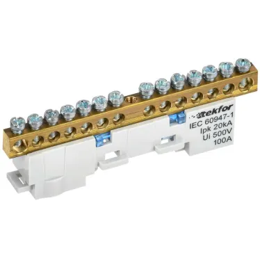 TEKFOR Шина N ноль изолированная на универсальном держателе 6х9-14-С IEK