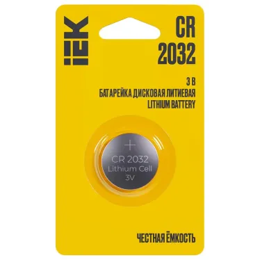 Батарейка дисковая литиевая CR2032 (1шт/блистер) IEK